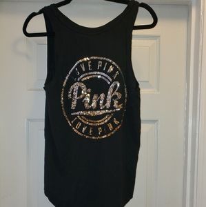 PINK sequins Tank Top S
